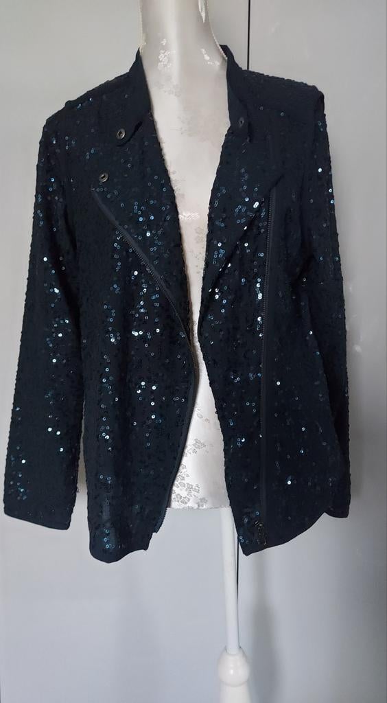 PRACHTIG PAILLETTEN JASJE VAN COSTES MAAT XL, Kleding | Dames, Jasjes, Kostuums en Pakken, Blauw, Maat 42/44 (L), Ophalen of Verzenden