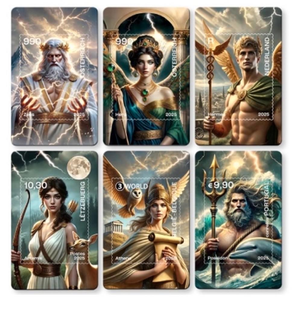 ≥ Unieke nieuwe verzameling crypto stamps 6 goden, 5 landen — Postzegels |  Nederland — Marktplaats