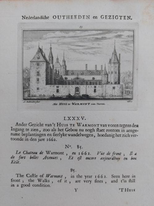 85 / Huis Warmont - Warmond Gravure A. Rademaker 1ste druk, Antiek en Kunst, Kunst | Etsen en Gravures, Ophalen of Verzenden