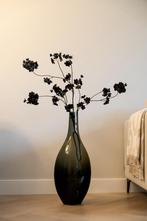 Luxe hoge vaas - smoke glas, Zwart, Ophalen of Verzenden, Minder dan 50 cm, Glas