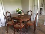 Mahoniehouten Biedermeier eettafel met 6 gratis stoeltjes, Antiek en Kunst, Ophalen
