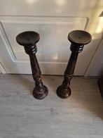 2 Houten kandelaars, hoogte: 61 cm, Gebruikt, Ophalen of Verzenden, Kandelaar, Hout