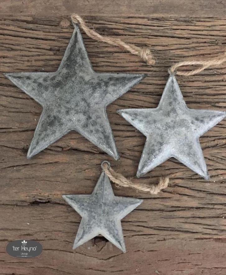 Zinken kerst ster zink kerstster touw stoer sober landelijk, Huis en Inrichting, Woonaccessoires | Overige, Nieuw, Verzenden