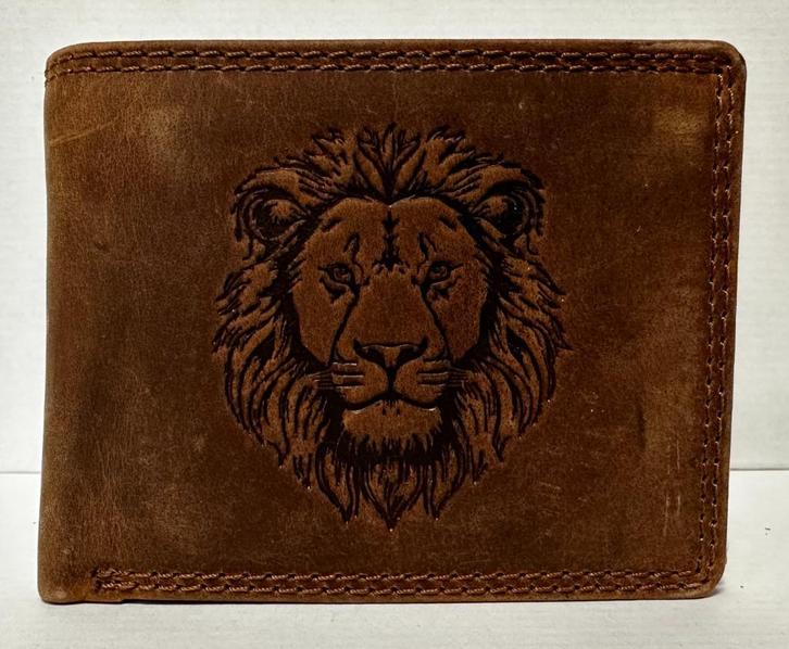 Leeuw Lion portemonnee van leer bruin portefeuille wallet, Sieraden, Tassen en Uiterlijk, Portemonnees, Nieuw, Bruin, Leer, Ophalen of Verzenden