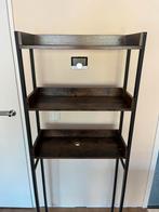 Wasmachine rek zgan-donker hout met zwart staal overcompleet, Huis en Inrichting, Ophalen, Zo goed als nieuw