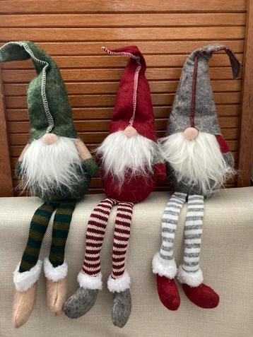 Set 3 kerstkabouters Tomte gnoom rood grijs groen Nieuw beschikbaar voor biedingen