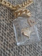 Vergulde ketting met glas parfum flesje hanger, Sieraden, Tassen en Uiterlijk, Antieke sieraden, Ophalen of Verzenden, Overige materialen