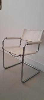 Vintage stam stijl buis frame stoel leer wit bauhaus stijl, Huis en Inrichting, Stoelen, Ophalen, Gebruikt, Wit, Leer