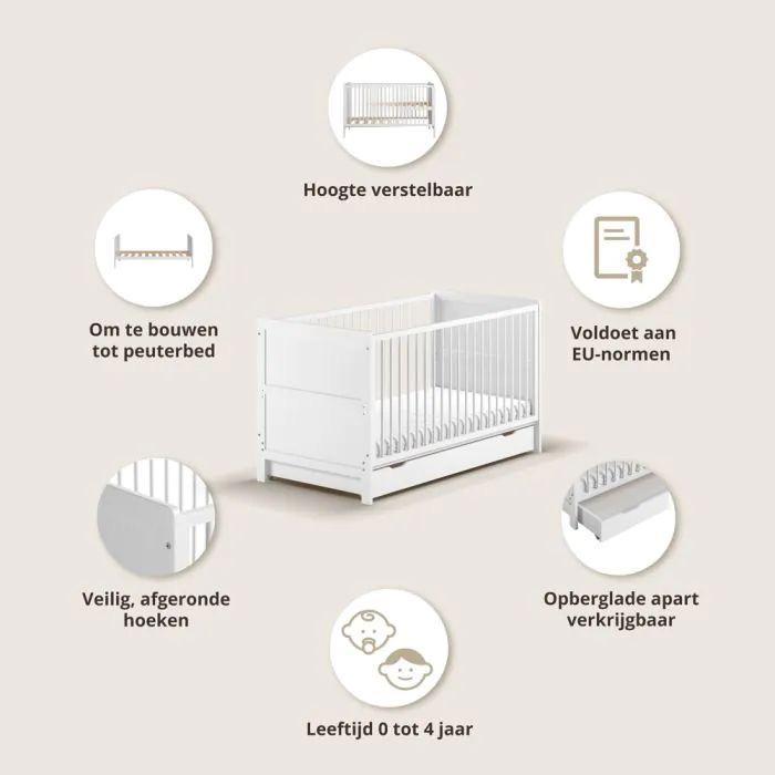 3-in 1 meegroeibed Aurore evolutif, Kinderen en Baby's, Kinderkamer | Bedden, Zo goed als nieuw, 140 tot 160 cm, 70 tot 85 cm