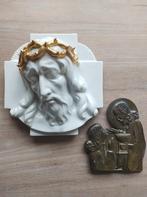 Tk zeldzame en mooie porselein en bronzen muur plaquette., Antiek en Kunst, Antiek | Religie, Ophalen of Verzenden