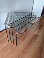 🟢 Gallotti & Radice - Driehoekige Nesting Bijzettafels (4), Minder dan 55 cm, Gebruikt, Glas, Overige vormen