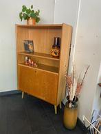 Vintage Deens boekenkastje met klep van eikenfineer, Ophalen, Gebruikt, 100 tot 150 cm, 50 tot 100 cm