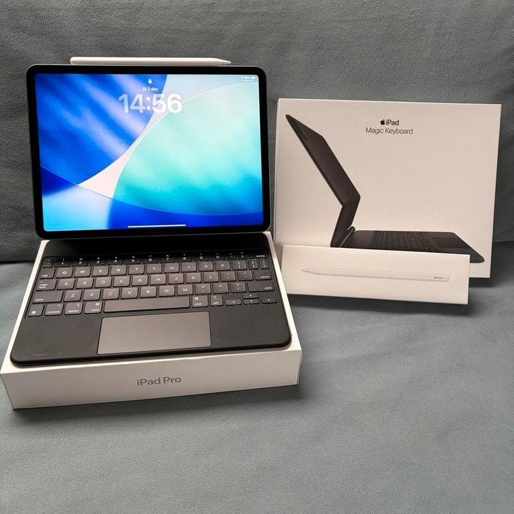 iPad Pro M2 + Magic Keyboard + Apple Pencil, Computers en Software, Apple iPads, Zo goed als nieuw, Apple iPad Pro, 11 inch, Grijs