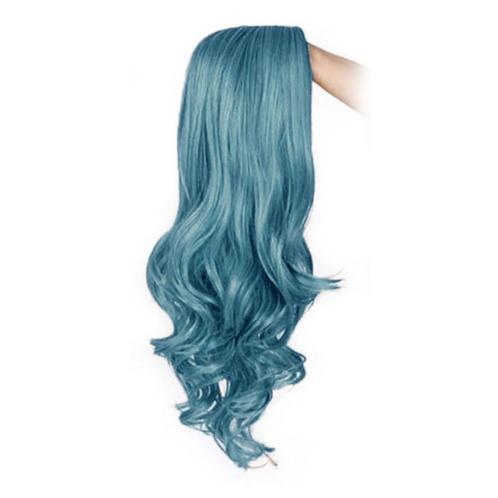 Carnaval pruik Smoke Blue lang krullend haar met pony, Sieraden, Tassen en Uiterlijk, Uiterlijk | Haarverzorging, Nieuw, Pruik of Haarverlenging