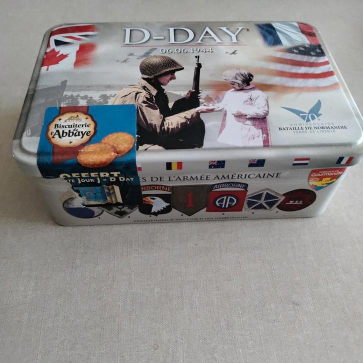 BLIK,Normandië,D-DAY,1944,FRANKRIJK,strand,oorlog,Frans blik, Verzamelen, Blikken, Gebruikt, Overige, Ophalen of Verzenden