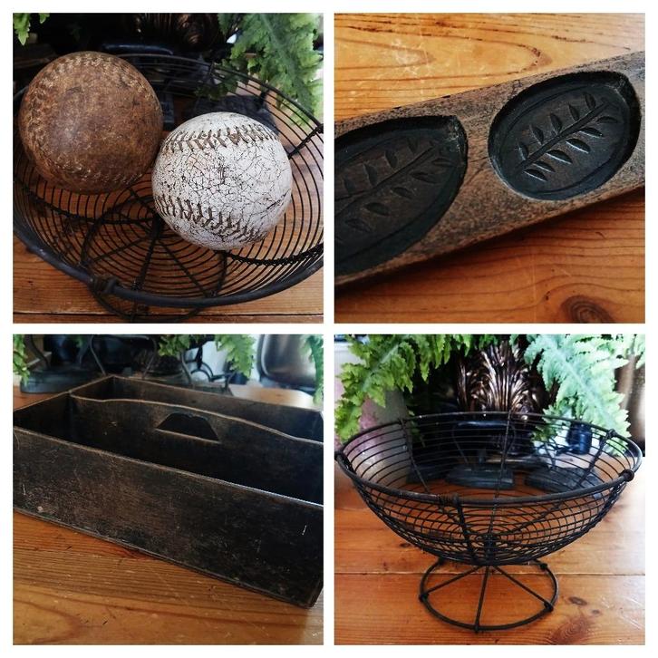 Bestekbakje oud - honkballen - botermal - draadmandje frans, Antiek en Kunst, Curiosa en Brocante, Ophalen of Verzenden