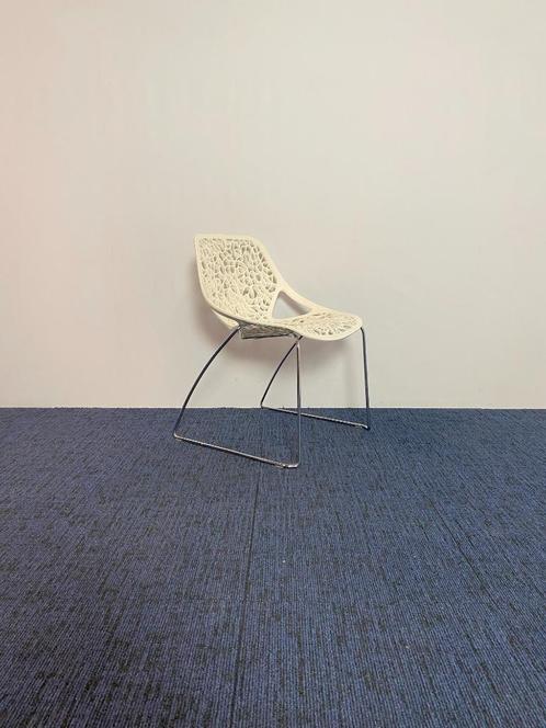 2 x Vergaderstoel Casprini Caprice - wit/chroom, Huis en Inrichting, Stoelen, Gebruikt, Twee, Kunststof, Metaal, Wit, Ophalen