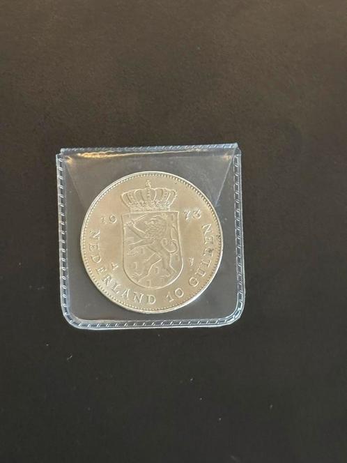 Zilveren 10 Gulden Munt 1973 – Juliana Regina – Jubileumuitg, Postzegels en Munten, Munten | Nederland, Losse munt, 10 gulden