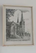 Jan Wilmink Ets - Bergkerk Deventer 1957, Antiek en Kunst, Kunst | Etsen en Gravures, Ophalen of Verzenden