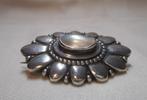 Zilveren antiek broche met parel nr.946, Verzenden, Zilver, Broche