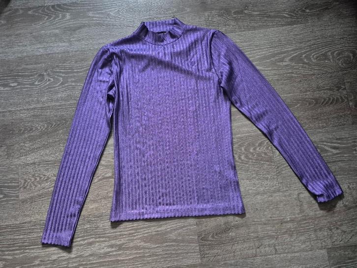 Paars truitje met fijne glitter en streepjes ( Nieuw!), Kinderen en Baby's, Kinderkleding | Maat 176, Zo goed als nieuw, Meisje