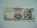 814. Turkije, 50 lirasi 1970(1976) VF Atatürk., Postzegels en Munten, Bankbiljetten | Europa | Niet-Eurobiljetten, Los biljet