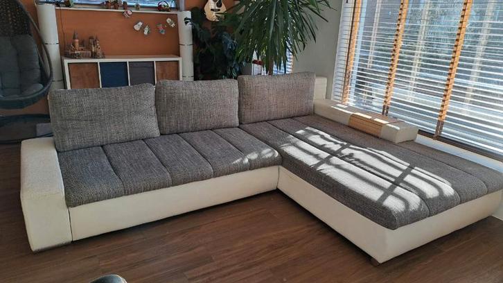Hoekbank (met slaapfunctie), Huis en Inrichting, Banken | Bankstellen, Gebruikt, Hoekbank, Vierpersoons of meer, 300 cm of meer