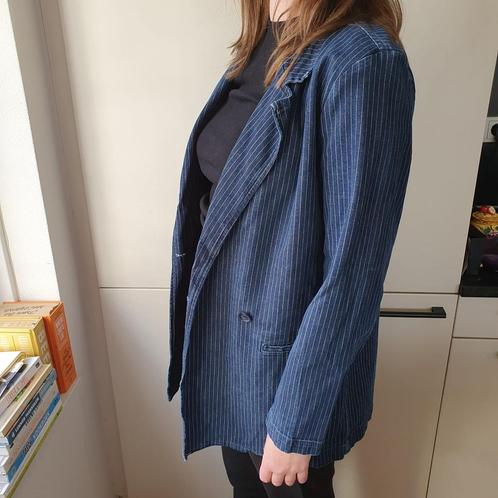 Nieuwe donkerblauwe gestreepte blazer spijkerjasje maat M, Kleding | Dames, Jassen | Zomer, Nieuw, Maat 38/40 (M), Blauw, Ophalen of Verzenden