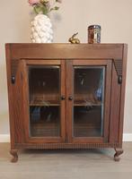 Prachtig art deco theekastje Amsterdamse school, Huis en Inrichting, Kasten | Vitrinekasten, Met deur(en), Eikenhout, Art deco