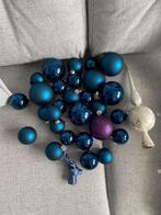 Kerstballen blauw paars en witte piek los te koop, Diversen, Ophalen of Verzenden, Zo goed als nieuw