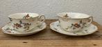 2 beeldige Engelse kop en schotels + vogel kop en schotels, Antiek en Kunst, Antiek | Servies los, Ophalen of Verzenden