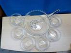 Set glazen schalen met glazen lepel vintage, Ophalen of Verzenden