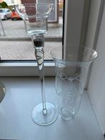 2 Stijlvolle Glazen Kandelaars - Kaars & Waxinelicht, Ophalen of Verzenden, Zo goed als nieuw, Overige materialen, Minder dan 25 cm