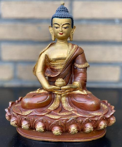 Goldface Boeddha beeld unieke lotustroon aardbeving nepal, Huis en Inrichting, Woonaccessoires | Boeddhabeelden, Gebruikt, Ophalen of Verzenden