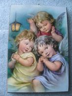 Bonella Engelen Print op Hout- 3 Kind Engeltjes / Lantaarn, Verzenden