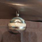 B1029 oude kerstbal zilver wit 5 cm, Diversen, Kerst, Ophalen of Verzenden, Gebruikt