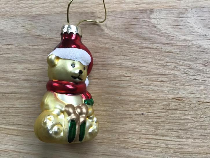 2 x glazen kerstbal, beer zilver/beer gekleurd Lauscha. 🎄, Diversen, Kerst, Zo goed als nieuw, Ophalen of Verzenden