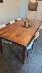 6 stoelen met tafel koloniaal 200x90 TEAB, Huis en Inrichting, Ophalen, Gebruikt, Teakhout, 50 tot 100 cm