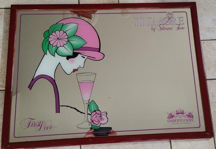 Italy primore Umberto wijn love ARR DECO spiegel bar mancave, Verzamelen, Merken en Reclamevoorwerpen, Zo goed als nieuw, Reclamebord