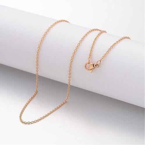 Stainless steel schakelketting goud 2x1.5mm (45cm), Sieraden, Tassen en Uiterlijk, Kettingen, Nieuw, Overige materialen, Goud
