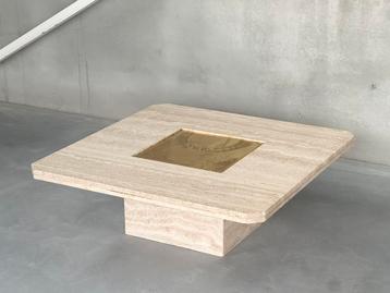 Vintage travertine coffeetable by Georges Mathias, ca 1980’s beschikbaar voor biedingen