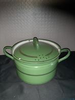 Vintage groene emaille pan met deksel, Antiek en Kunst, Antiek | Emaille, Ophalen of Verzenden
