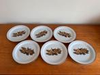 6 vintage handbeschilderde gebaksbordjes, Huis en Inrichting, Keuken | Servies, Ophalen of Verzenden, Zo goed als nieuw, Bord(en)