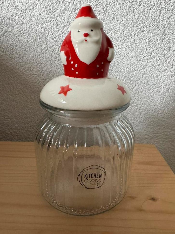 glazen voorraadpot met kerstman van keramiek, Diversen, Kerst, Nieuw, Ophalen of Verzenden