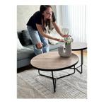 Salontafel lichtbruin/zwart MELOD, Overige materialen, 50 tot 100 cm, Rond, Nieuw
