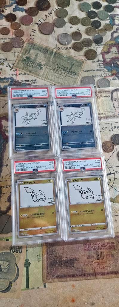 Pikachu & vaporeon yu nagaba psa 9 laatste paar!, Hobby en Vrije tijd, Verzamelkaartspellen | Pokémon, Zo goed als nieuw, Ophalen of Verzenden
