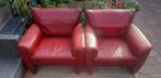 Fauteuils.  Rood leer., Huis en Inrichting, Fauteuils, Ophalen, Gebruikt, Leer
