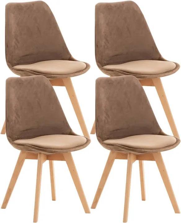 Velvet Eetkamerstoelen met Houten Onderstel - 3 stuks, Huis en Inrichting, Stoelen, Nieuw, Eén, Hout, Overige kleuren, Ophalen