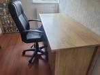 Bureau, muurplank en luxe lederen bureaustoel, Huis en Inrichting, Bureaus, Ophalen, Gebruikt