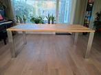 Eettafel 200x90 rvs poten, Huis en Inrichting, Gebruikt, Eikenhout, 200 cm of meer, Rechthoekig